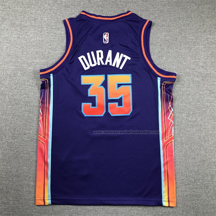 Camiseta Nino Phoenix Suns Kevin Durant NO 35 Ciudad 2023-24 Violeta